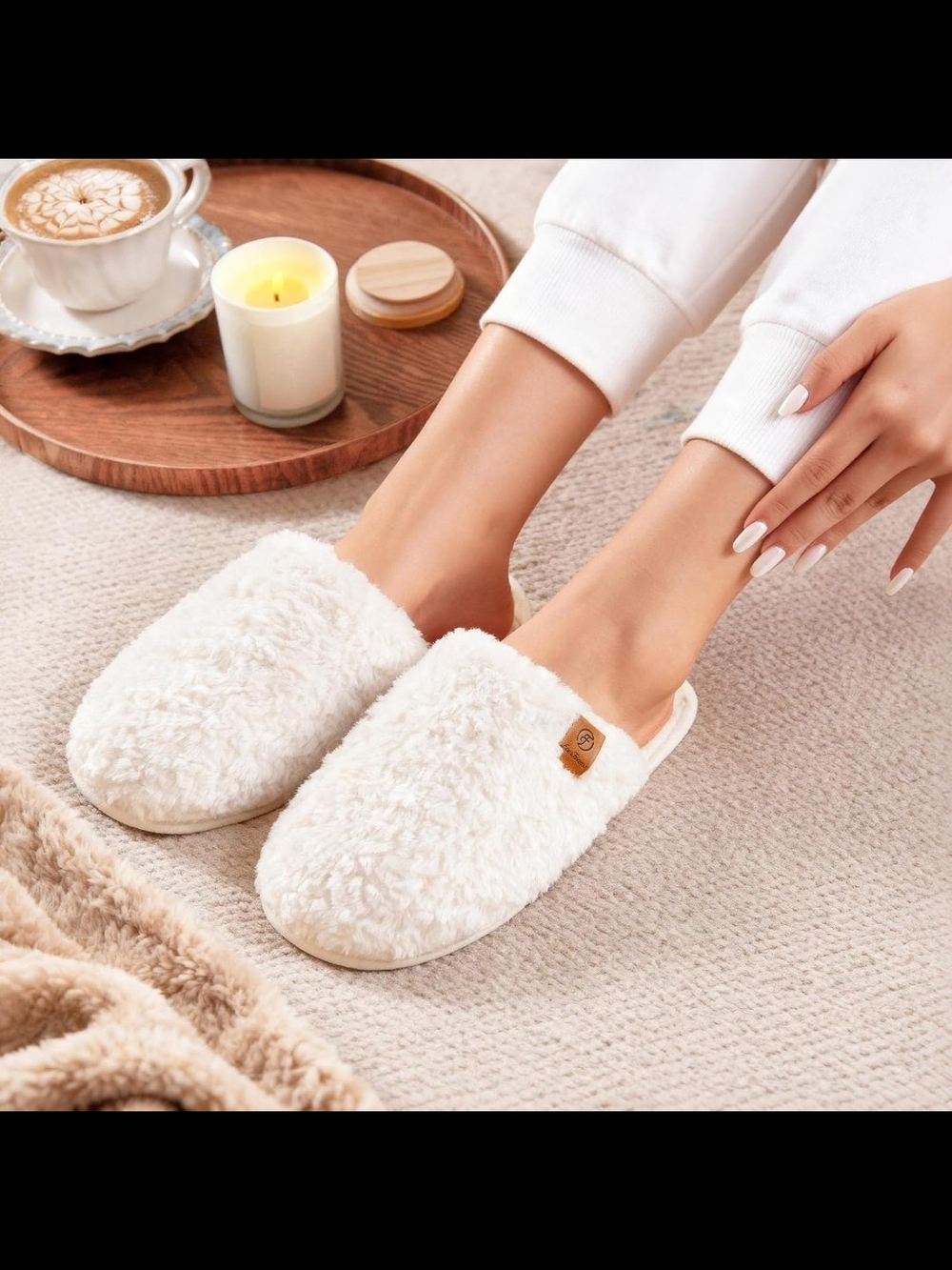 Cozy Faux-Sherpa Slip-On Women’s Slippers - Cream